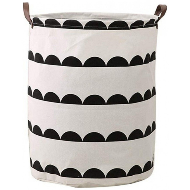 Cotton Laundry Bag Toy Storage Basket - Black White