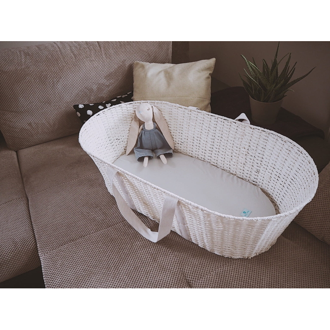 Hand-woven Baby Moses Basket Dream for mattress 72x33cm White