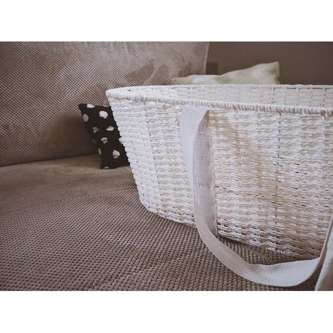 Hand-woven Baby Moses Basket Dream for mattress 72x33cm White