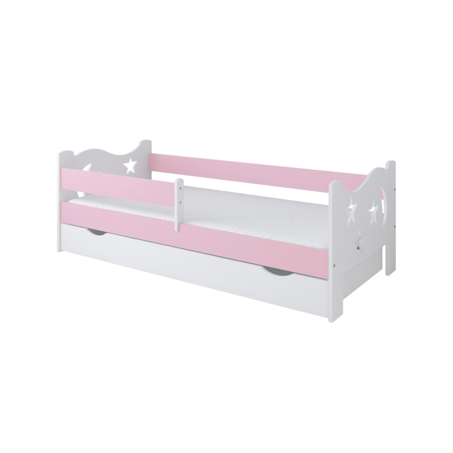 Toddler Children Kids Bed Kamile from 140 to 180x80 cm Including Mattress + Drawer White Pink