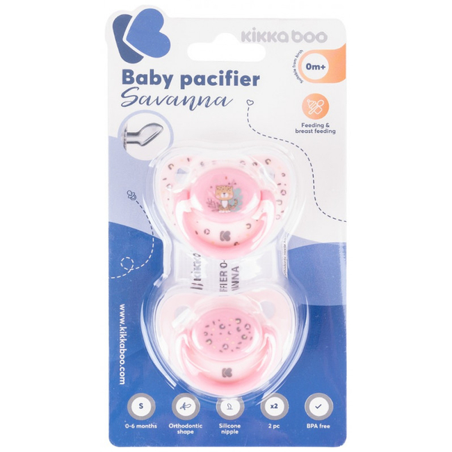 Kikka Boo Pacifier 0-6m 2pcs Savanna Pink 31303010042