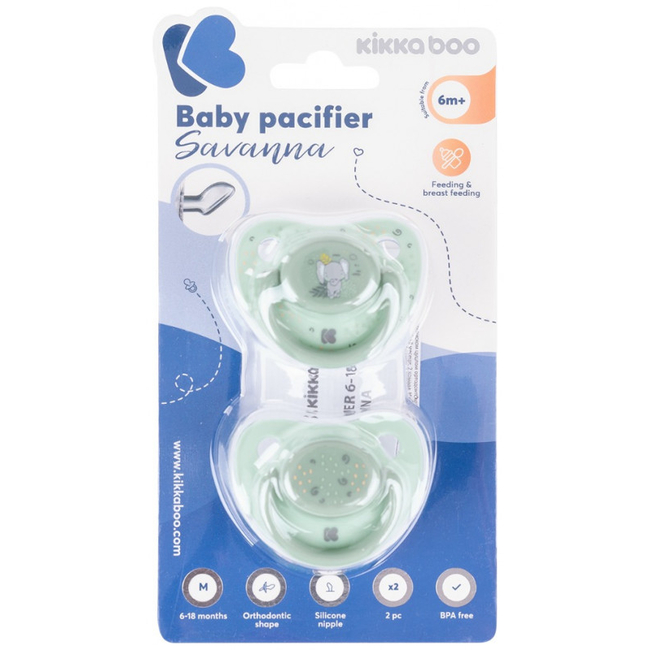 Kikka Boo Pacifier 6-18m 2pcs Savanna Mint 31303010045