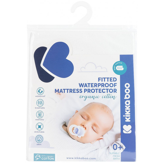Kikka Boo Organic Cotton Cot Waterproof Mattress Protector Sheet 120x60x15 cm 31105030016