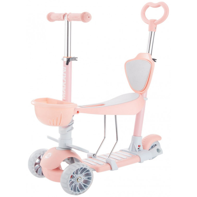 Kikka boo BonBon Scooter 4 in 1 Παιδικό Πατίνι 3 Τροχοί Κάθισμα Λαβή Γονέα Candy Pink 31006010098