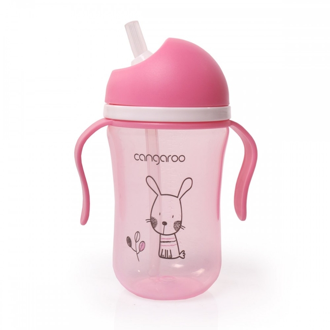 Cangaroo Bunny Εκπαιδευτικό Κύπελλο 300ml με Καλαμάκι 6+μ Ροζ C0587