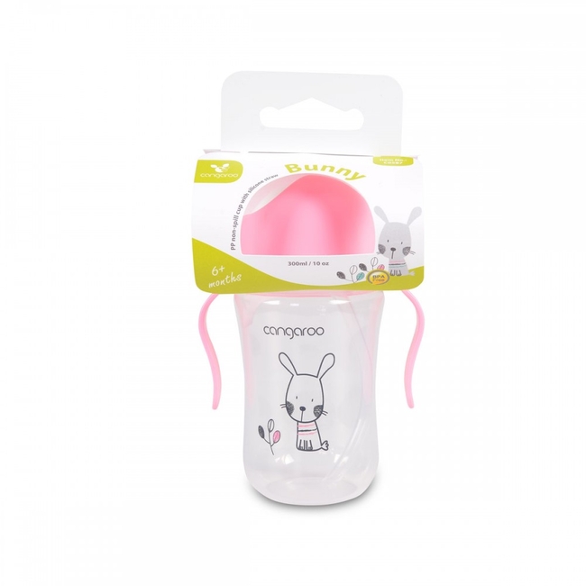 Cangaroo Bunny Εκπαιδευτικό Κύπελλο 300ml με Καλαμάκι 6+μ Ροζ C0587