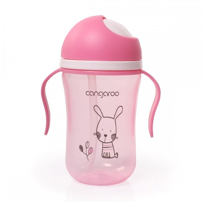 Cangaroo Bunny Εκπαιδευτικό Κύπελλο 300ml με Καλαμάκι 6+μ Ροζ C0587