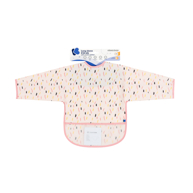 Kikka Boo Waterproof Bib with Sleeves & Dust Collector Arty Pink Pattern 31303030058