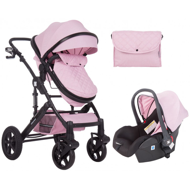 Kikka Boo Darling 3 in 1 Reversible Stroller with Car Seat Pink Black 31001010059