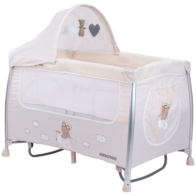 Kikka Boo Dreamy Playpen 2 levels play changing mat Cradle Bear Beige 31003010088