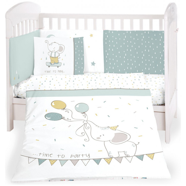 Kikka Boo Jersey Σετ Προίκας μωρού για Κούνια 6 τμχ 140x70cm Elephant Time 41101060075