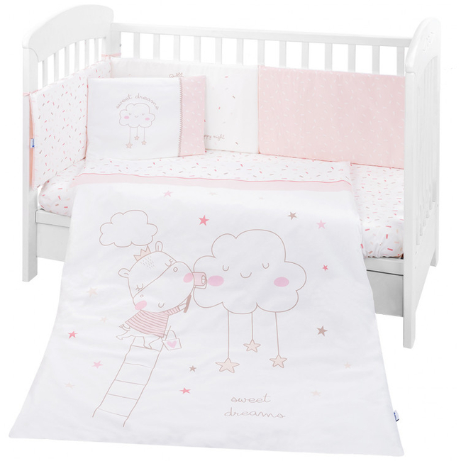 Kikka Boo Jersey Σετ Προίκας μωρού για Κούνια 6 τμχ 140x70cm Hippo Dreams 41101060108