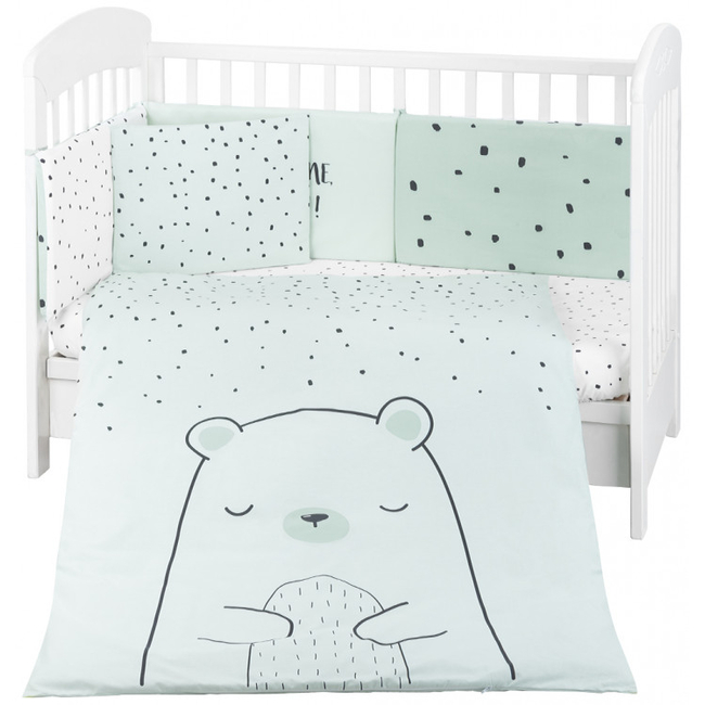 Kikka Boo Jersey Σετ Προίκας μωρού για Κούνια 6 τμχ 60x140cm Bear with me Mint 41101060119