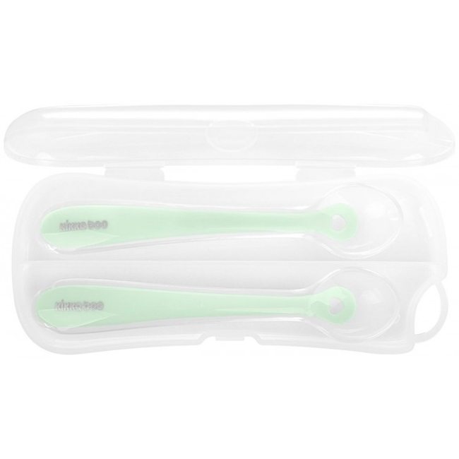 Kikka Boo silicon spoons in a case 2pcs - Mint (31302040064)