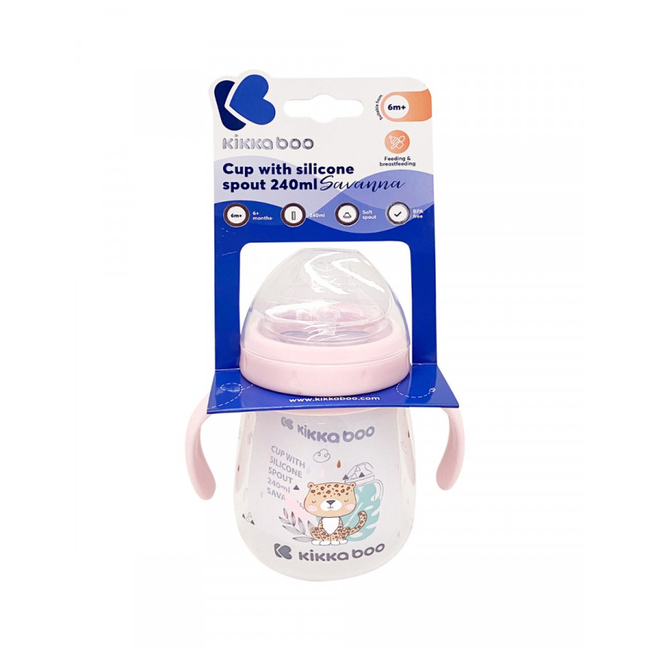 Kikka boo Κύπελλο με στόμιο σιλικόνης 240ml Savanna Pink (31302030061)