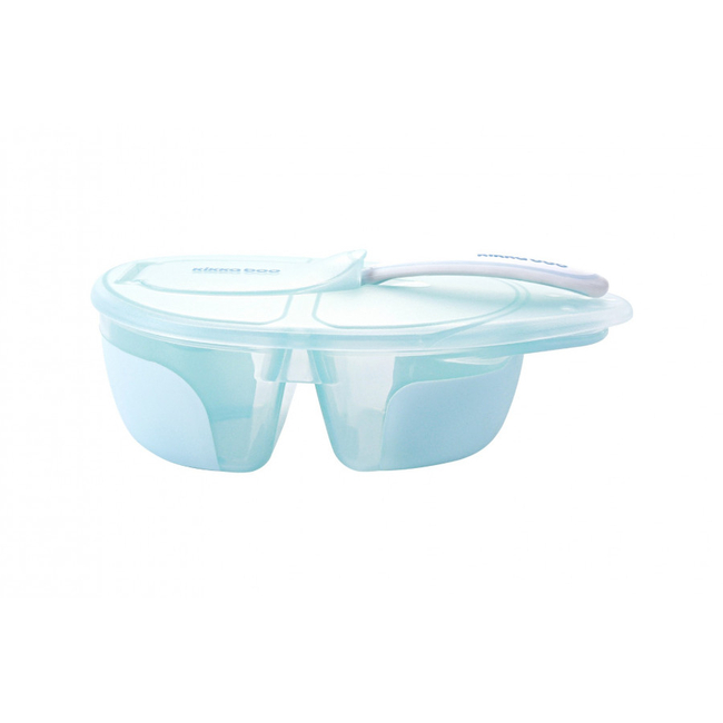 Kikka Boo Two compartment bowl with spoon Tasty Blue (31302040145)