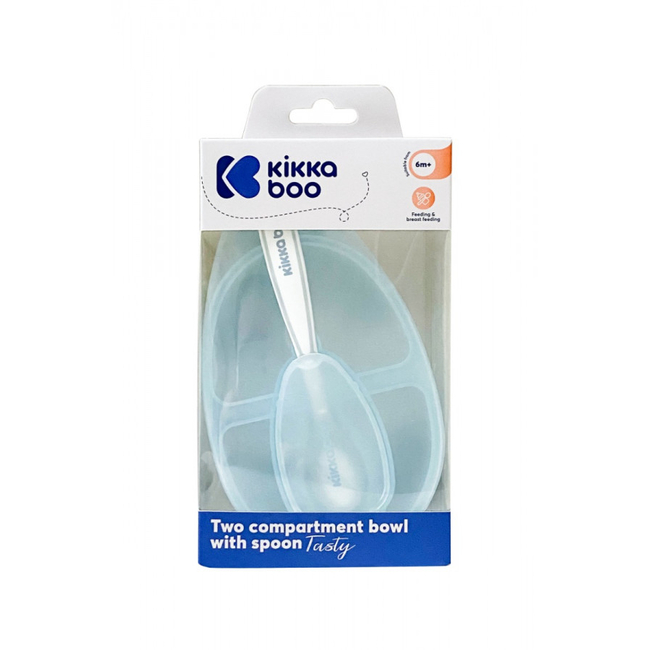 Kikka Boo Two compartment bowl with spoon Tasty Blue (31302040145)