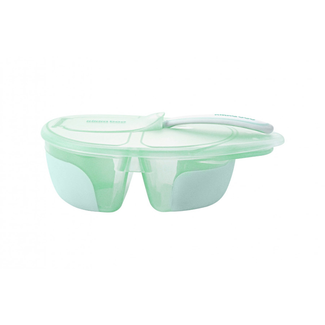 Kikka Boo Two compartment bowl with spoon Tasty Mint (31302040144)