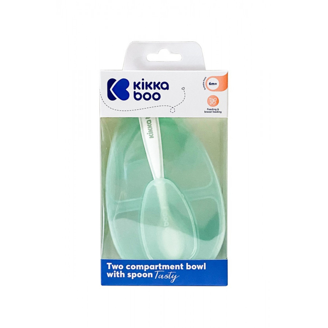 Kikka Boo Two compartment bowl with spoon Tasty Mint (31302040144)