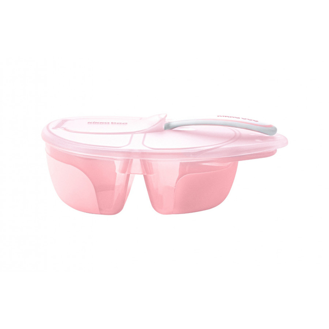 Kikka Boo Μπολ δύο χωρισμάτων με κουτάλι Tasty Pink (31302040143)