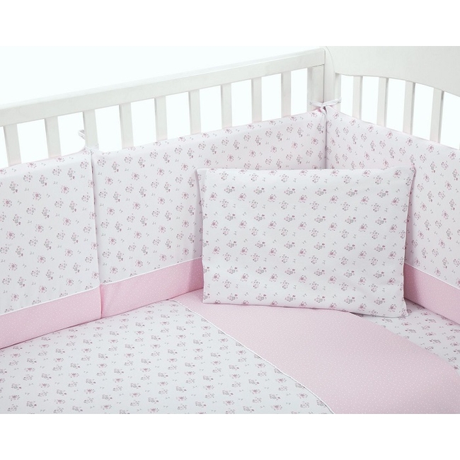 Kikka Boo Jersey Σετ Προίκας Μωρού για Κούνια 120 x 60 cm 5 τμχ - Pink Flowers (41101050030)