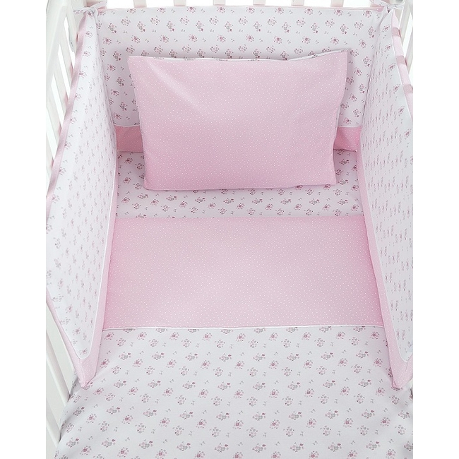 Kikka Boo Cot Bedding Set 5 pcs - Pink Flowers (41101050030)