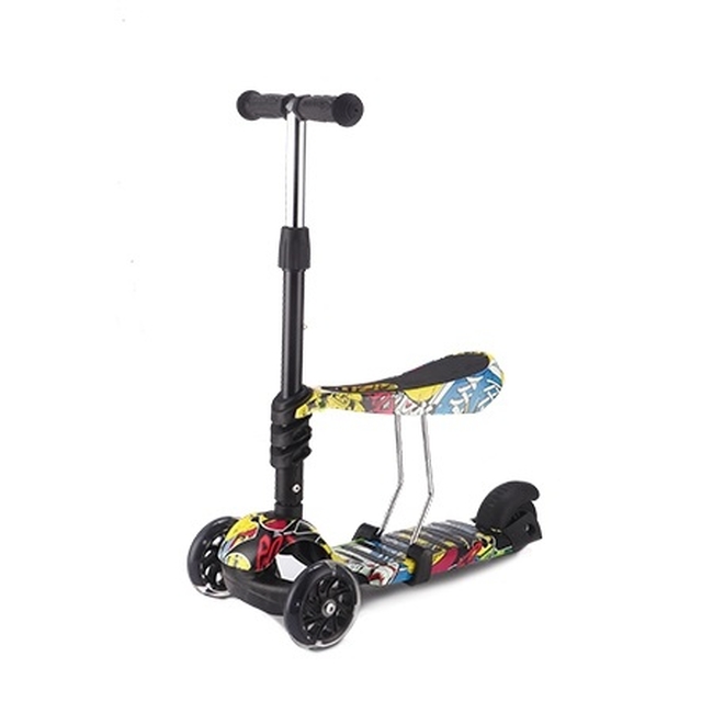 Kikka boo Scooter 3 in 1 Ride and Skate Children's Skate (with 3 Wheels & Seat) - 31006010023 Train