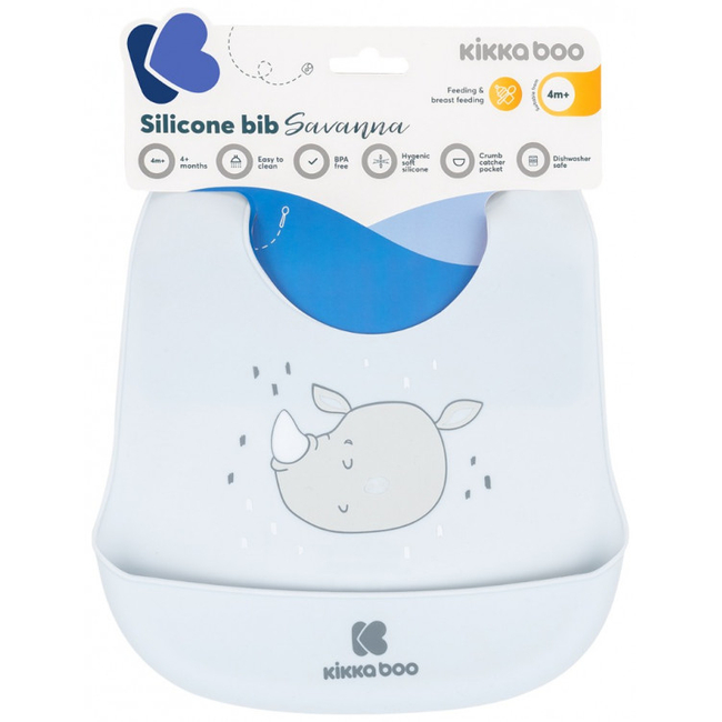 Kikka Boo Silicone Bib with Dust Collector Savanna Blue 31303030048
