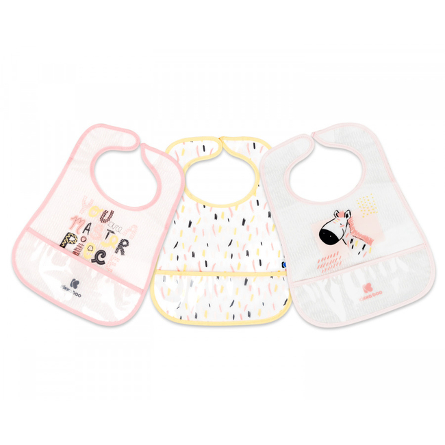 Kikka Boo Set of 3 Bibs with crumb catcher Arty pink 31303030055