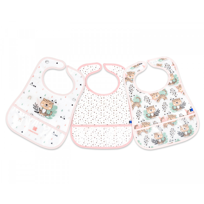 Kikka Boo Set of 3 Bibs with crumb catcher Savanna Pink 31303030053