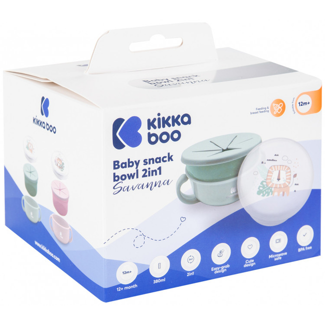 Kikka Boo Snack bowl 2 in 1 Μπολ Φαγητού 380ml Savanna Mint 31302040130