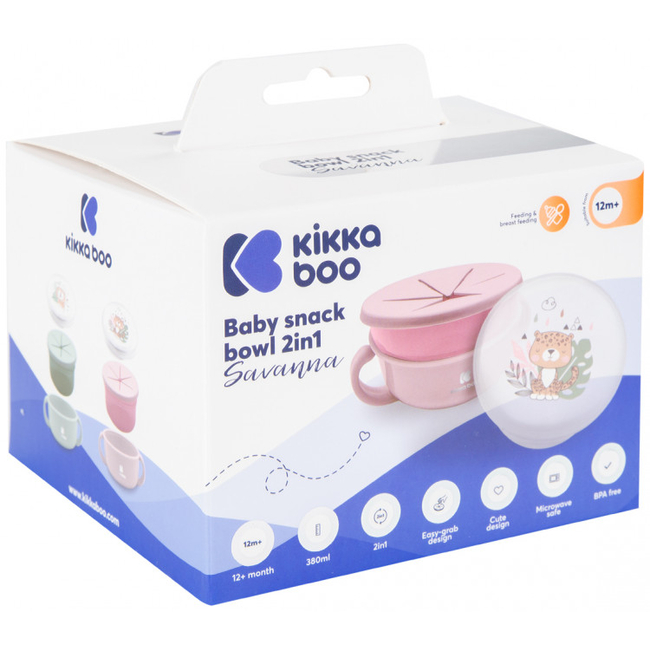 Kikka Boo Snack bowl 2 in 1 Μπολ Φαγητού 380ml Savanna Pink 31302040129