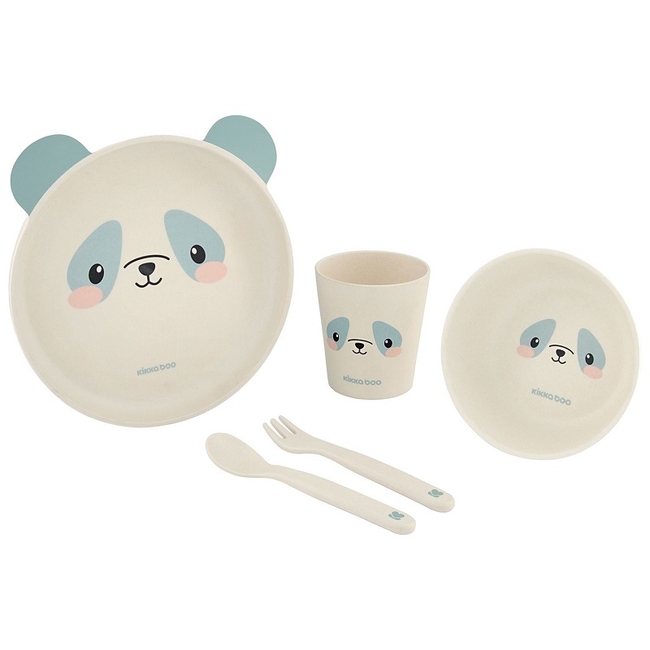 Kikka Boo Tableware bamboo set 5 pcs - Panda Blue (31302040072)