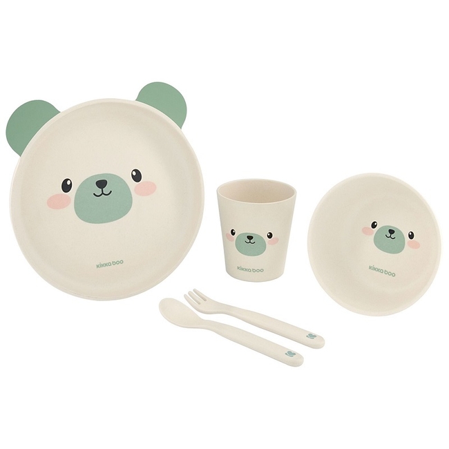 Kikka Boo Tableware bamboo set 5 pcs - Bear Mint (31302040071)