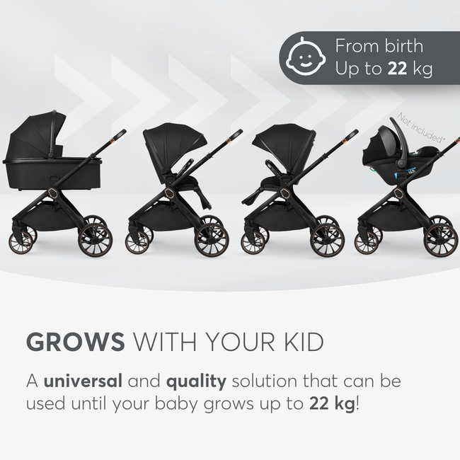 Kikka Boo Tiffany Μαύρο 2σε1 Καρότσι με Πορτ Μπεμπέ 31001020150