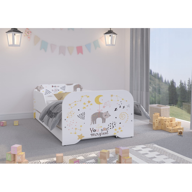 Toddler Children Kids Bed Including Mattress + Drawer 160x80cm - Kitten