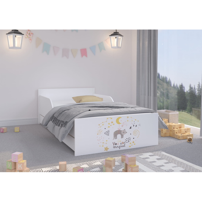 Pufi Children's Bed 90x180 cm with Drawer + Free Mattress - Kitten