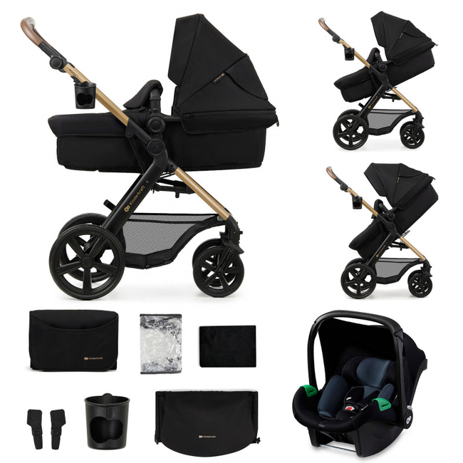 Kinderkraft MOOV 2 3 in 1 Baby Travel Set 0 to 27kg Mink Pure Black KSMOOV02BLKEV00