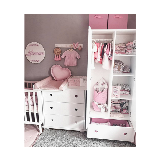 Children's Chest of Drawers Heart 80x48x87cm + GIFT Changer Serca White