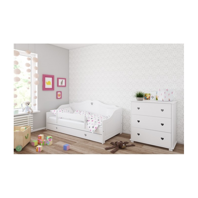 Παιδική Συρταριέρα Σιφινιέρα Heart 80x48x87cm + ΔΩΡΟ Αλλαξιέρα Serca Λευκή