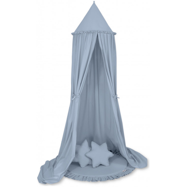 Hanging Canopy Set With round mat and Star pillows - Pastel Blue