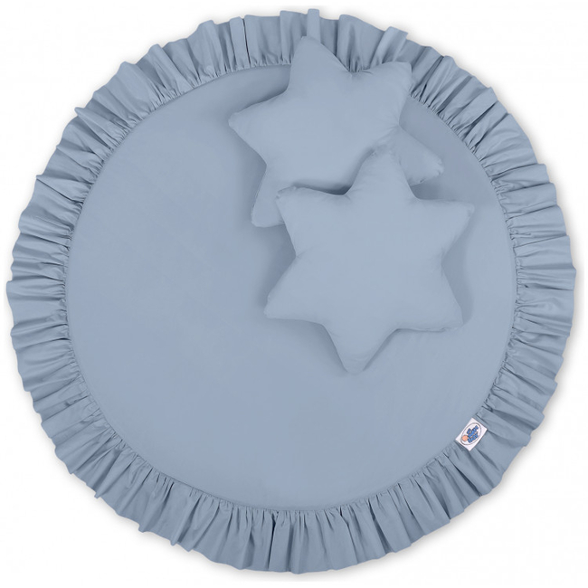 Hanging Canopy Set With round mat and Star pillows - Pastel Blue
