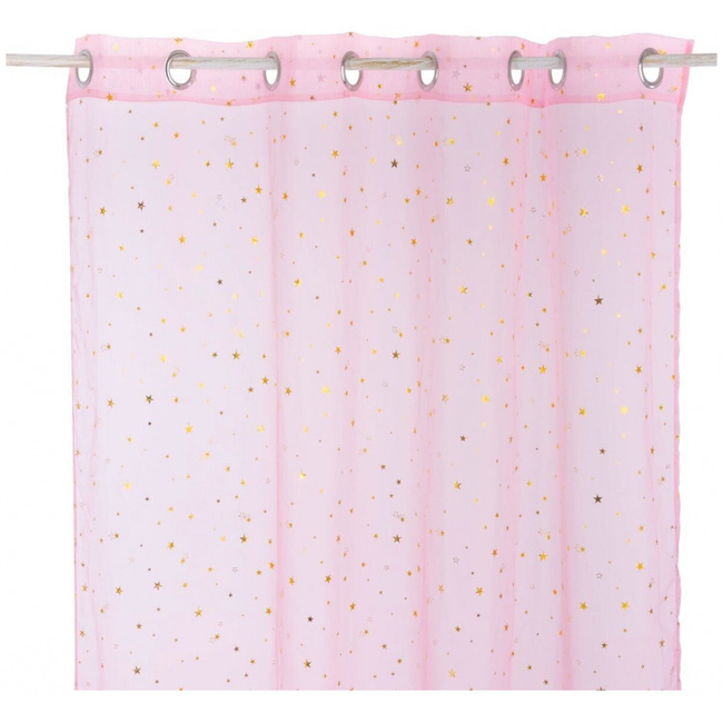 Pink Curtain with gold stars 250 x 140 cm