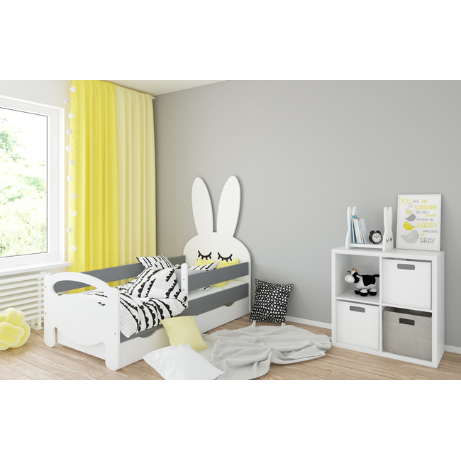 Kroli Children's Bed with Mattress & Protective Rail Grey