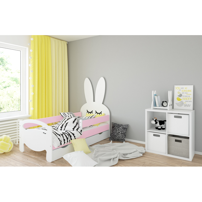 Kroli Children's Bed with Mattress & Protective Rail Pink