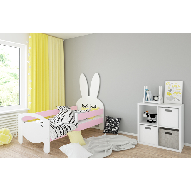 Kroli Children's Bed with Mattress & Protective Rail Pink