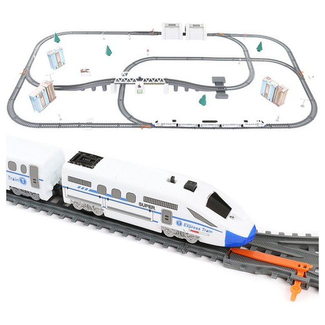 Kruzzel 86-piece 9m long railway with trees, cars and bridges 3+ years 9448