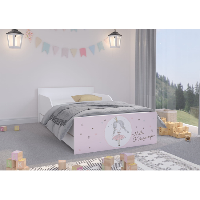 Pufi Children's Bed 90x180 cm with Drawer + Free Mattress - Princess