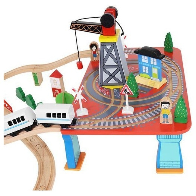 Wooden Train Track Wooden Toys Set 88 Pieces Railway Kids Educational Accessories 9363