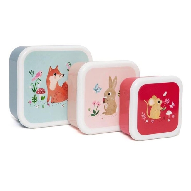 Petit Monkey Lunchbox Set of 3-Piece Food Containers Woodland PTM-LB33